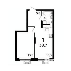 1-к квартира, вторичка, 39м2, 4/19 этаж