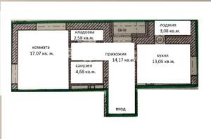 1-к квартира, вторичка, 55м2, 7/14 этаж
