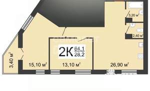 2-к квартира, вторичка, 64м2, 7/17 этаж