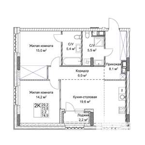 Студия квартира, вторичка, 74м2, 7/9 этаж