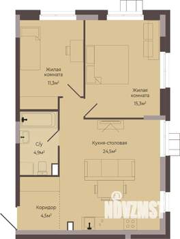 2-к квартира, строящийся дом, 61м2, 1/8 этаж