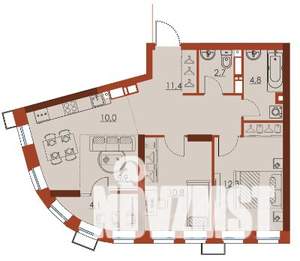 3-к квартира, строящийся дом, 62м2, 16/25 этаж
