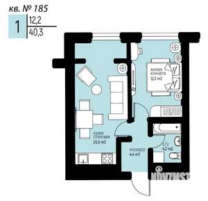 1-к квартира, вторичка, 40м2, 18/25 этаж