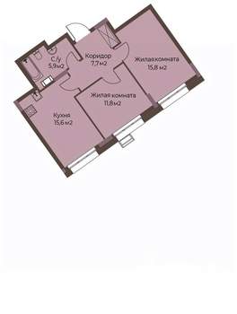 2-к квартира, строящийся дом, 57м2, 3/12 этаж