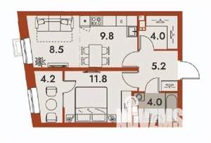 2-к квартира, строящийся дом, 48м2, 5/25 этаж