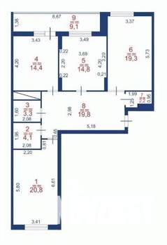 3-к квартира, строящийся дом, 108м2, 15/25 этаж