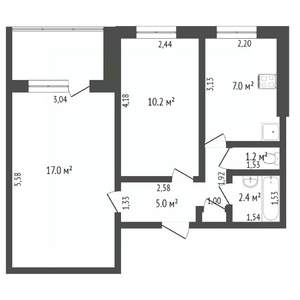2-к квартира, вторичка, 43м2, 4/9 этаж