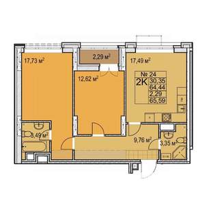 2-к квартира, вторичка, 66м2, 5/17 этаж