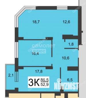 3-к квартира, вторичка, 87м2, 2/18 этаж