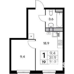 1-к квартира, вторичка, 32м2, 3/4 этаж