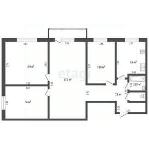4-к квартира, вторичка, 58м2, 4/5 этаж