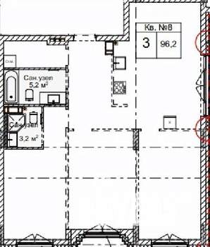 3-к квартира, строящийся дом, 96м2, 4/5 этаж