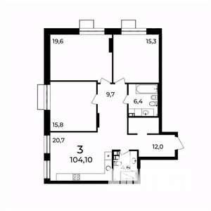 3-к квартира, вторичка, 104м2, 3/9 этаж