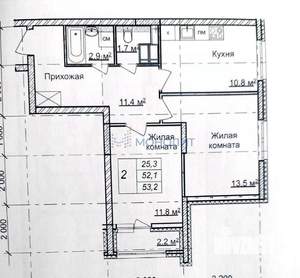 2-к квартира, сданный дом, 54м2, 20/22 этаж