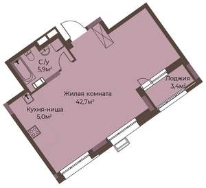 1-к квартира, вторичка, 55м2, 8/12 этаж