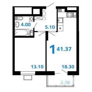 1-к квартира, вторичка, 41м2, 8/10 этаж
