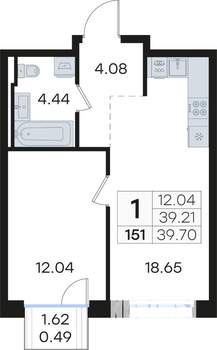 1-к квартира, вторичка, 40м2, 4/13 этаж