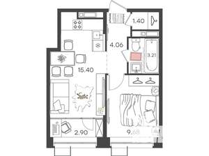 1-к квартира, вторичка, 37м2, 2/21 этаж