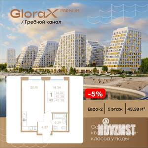 1-к квартира, вторичка, 43м2, 5/13 этаж
