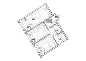 2-к квартира, вторичка, 61м2, 6/24 этаж