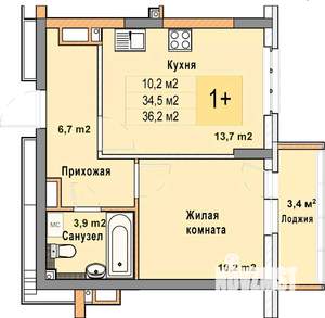 1-к квартира, вторичка, 36м2, 8/25 этаж
