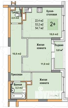 2-к квартира, вторичка, 55м2, 7/25 этаж