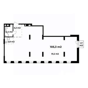 1-к квартира, вторичка, 105м2, 6/6 этаж