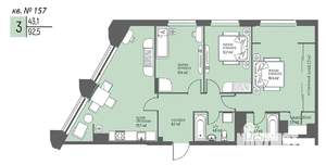 3-к квартира, вторичка, 92м2, 14/25 этаж