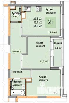 2-к квартира, вторичка, 55м2, 8/25 этаж