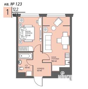 1-к квартира, вторичка, 42м2, 11/25 этаж