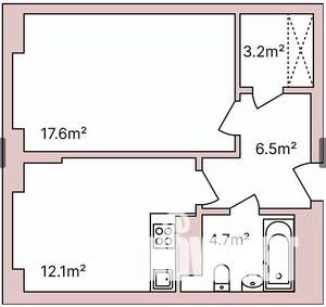1-к квартира, строящийся дом, 42м2, 5/5 этаж