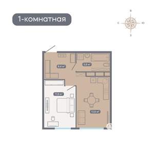 1-к квартира, вторичка, 43м2, 2/18 этаж