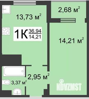 1-к квартира, вторичка, 38м2, 7/19 этаж