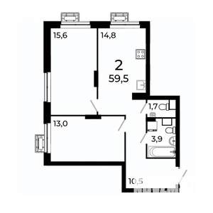 2-к квартира, вторичка, 60м2, 9/19 этаж