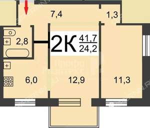 2-к квартира, вторичка, 41м2, 3/5 этаж