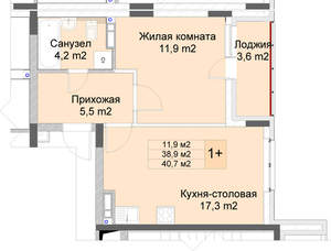 1-к квартира, вторичка, 41м2, 7/10 этаж