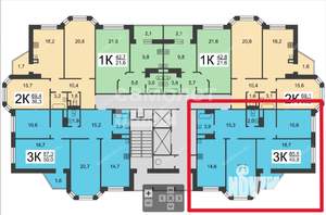 3-к квартира, вторичка, 86м2, 11/17 этаж