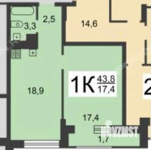 1-к квартира, вторичка, 44м2, 14/20 этаж