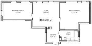 2-к квартира, строящийся дом, 66м2, 12/13 этаж