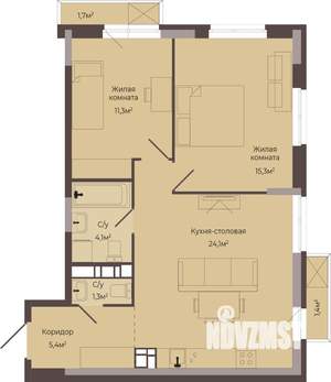 2-к квартира, строящийся дом, 62м2, 8/8 этаж