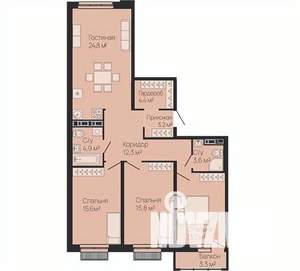 3-к квартира, строящийся дом, 99м2, 3/13 этаж