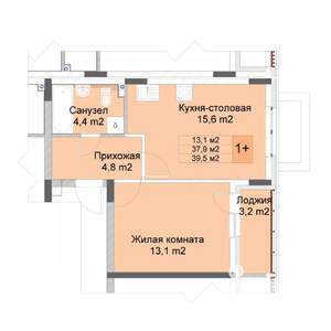 1-к квартира, строящийся дом, 40м2, 1/10 этаж