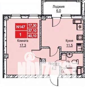 1-к квартира, вторичка, 40м2, 2/12 этаж