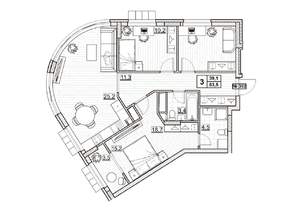 3-к квартира, вторичка, 84м2, 23/24 этаж