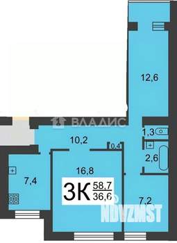 3-к квартира, вторичка, 59м2, 4/9 этаж