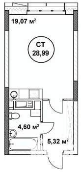 Студия квартира, строящийся дом, 29м2, 8/22 этаж