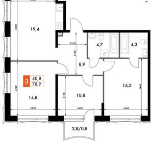 3-к квартира, вторичка, 79м2, 4/20 этаж