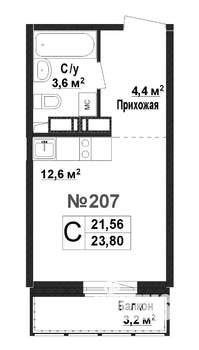 1-к квартира, вторичка, 22м2, 1/17 этаж