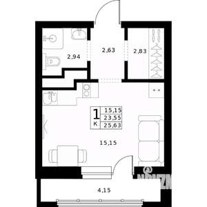 Студия квартира, строящийся дом, 26м2, 14/24 этаж