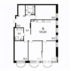 4-к квартира, вторичка, 131м2, 9/9 этаж